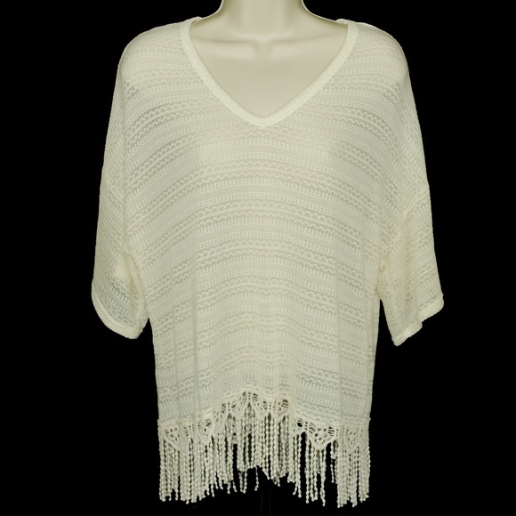 Alya Cream Oversize Sweater Size S Crochet Tassels - Picture 1 of 3